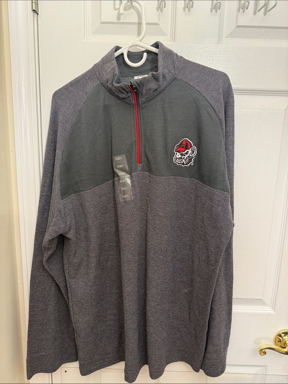 UGA Pro Edge Men's Dark Gray Quarter-Zip Pullover with Red Zip Accent